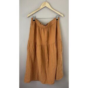 Universal Thread Women’s Tiered Midi Skirt Size Large Honey Yellow Pockets Boho